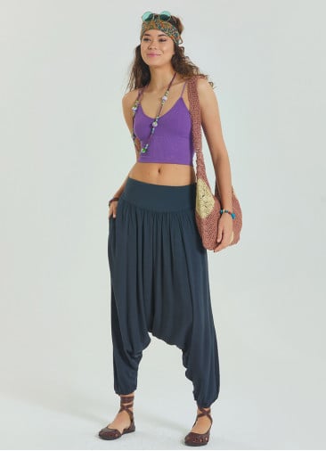 Anthracite Bohemian Shalwar with Gipe Detailed Elastic Pocket on the Leg 4481